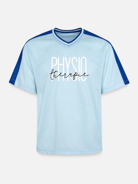 Stijlvol design voor de afdeling fysiotherapie - Unisex voetbal-T-shirt van mesh - lichtblauw/donkerblauw