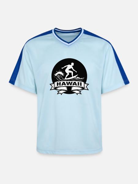 Surfeur Hawaii Vague Bannière - T-shirt de foot unisexe en mesh - bleu clair/bleu foncé