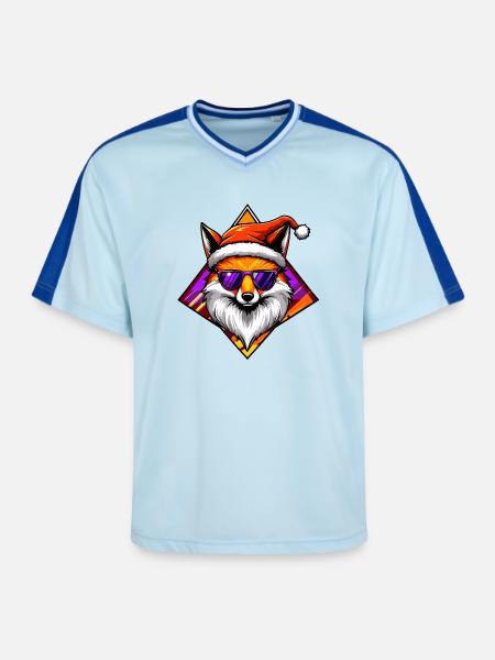 Fox Santa Swag - T-shirt de foot unisexe en mesh - bleu clair/bleu foncé