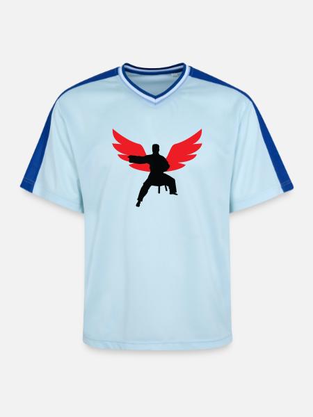 Aikido – Kampfsport – Aikido - Unisex Football Style Mesh T-Shirt - Hellblau/Dunkelblau