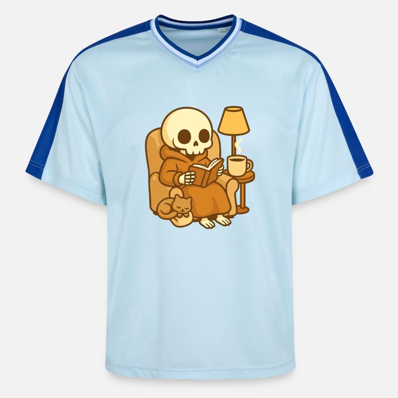 Reading Skeleton – Lecture Douillette - T-shirt de foot unisexe en mesh - bleu clair/bleu foncé