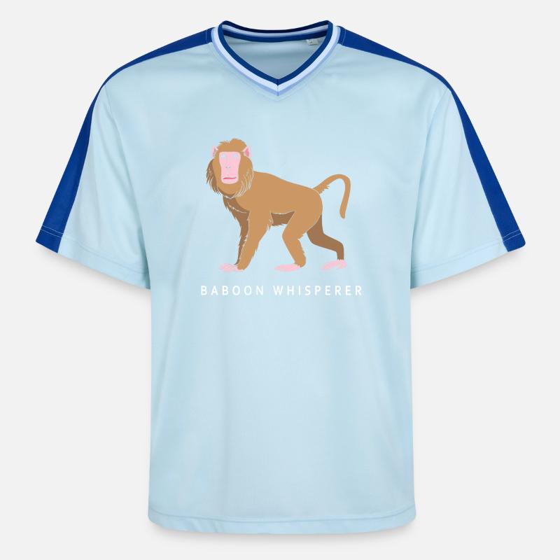Baboon Baboon Primate Monkey Monkey - Unisex Football Style Mesh T-Shirt - light blue/dark blue