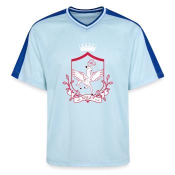 Winged deer – noble heraldic animal forest - Unisex Football Style Mesh T-Shirt - light blue/dark blue - Front - AI Model Female 172 light (172cm) & AI Model Male 178 dark (178cm)