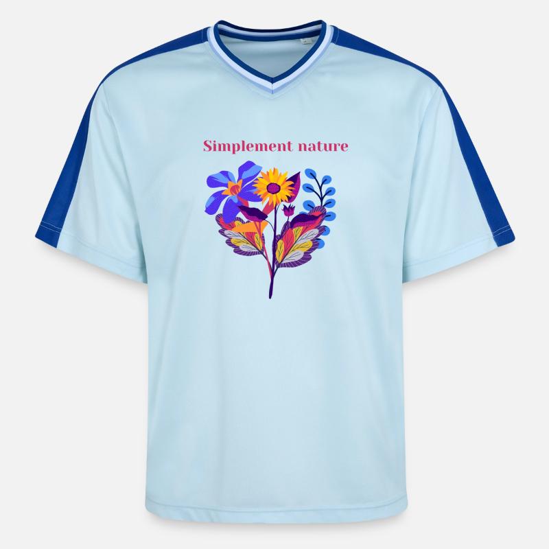 Nature Simplement - T-shirt de foot unisexe en mesh - bleu clair/bleu foncé