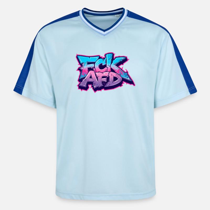 Déclaration Graffiti Antifa - Unisex Football Style Mesh T-Shirt - bleu clair/bleu foncé