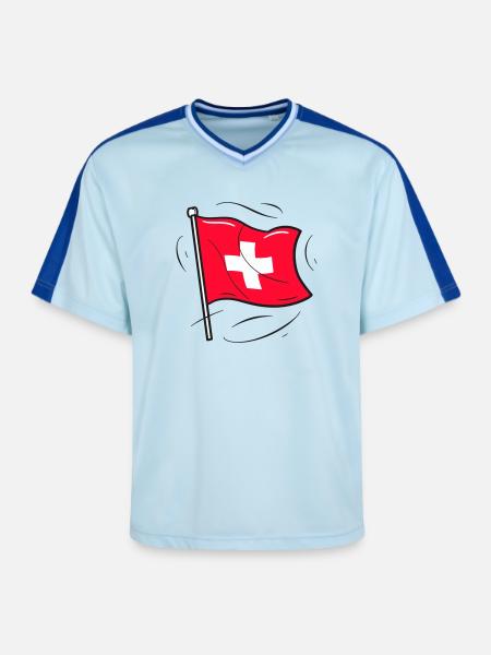 Schweizer Flagge Patriot Design - Unisex Football Style Mesh T-Shirt - Hellblau/Dunkelblau