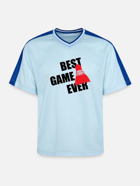 Badminton Best Game Ever - Unisex Football Style Mesh T-Shirt - light blue/dark blue