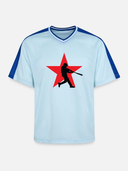 Baseball – Sport - Unisex Football Style Mesh T-Shirt - Hellblau/Dunkelblau