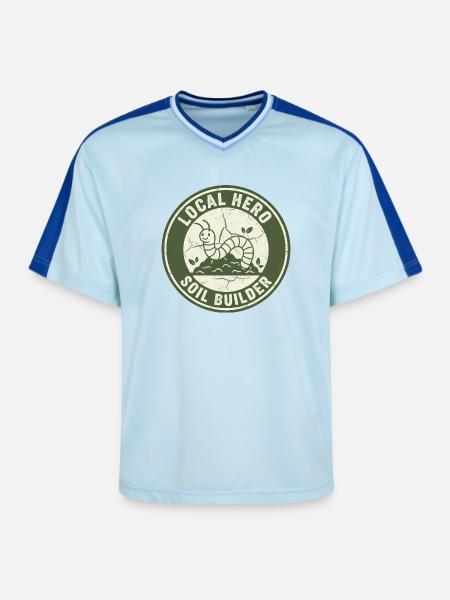 Regenwurm Bodenverbesserer Kompostierer Garten - Unisex Football Style Mesh T-Shirt - Hellblau/Dunkelblau