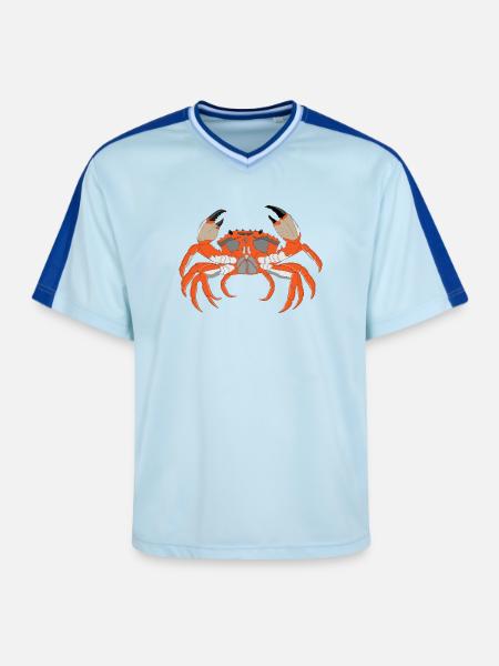 Crab Print - Unisex Football Style Mesh T-Shirt - light blue/dark blue