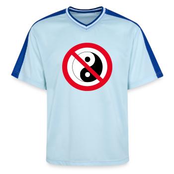 Verbotenes Yin-Yang: Anti-Balance-Symbol - Unisex Football Style Mesh T-Shirt - Hellblau/Dunkelblau - Vorne - AI Model Female 172 light (172cm) & AI Model Male 178 dark (178cm)