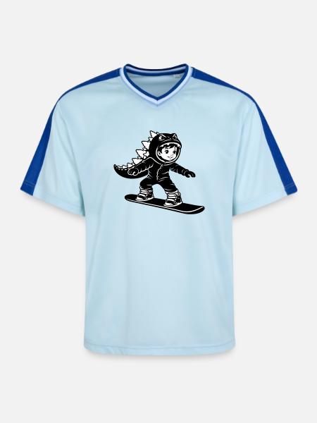 Snowboard Dragon Boy - Unisex Football Style Mesh T-Shirt - light blue/dark blue