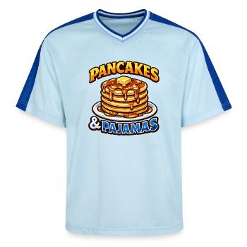 Pancakes and pajamas love breakfast pancakes - Unisex Football Style Mesh T-Shirt - light blue/dark blue - Front - AI Model Female 172 light (172cm) & AI Model Male 178 dark (178cm)