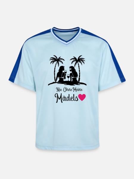 Never without my girls' heart - Unisex Football Style Mesh T-Shirt - light blue/dark blue
