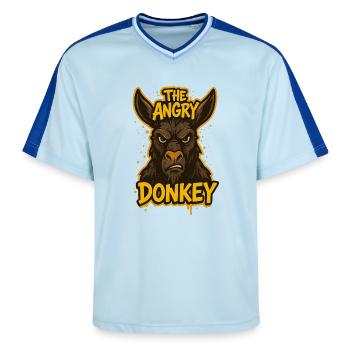 The angry donkey - Unisex Football Style Mesh T-Shirt - light blue/dark blue - Front - AI Model Female 172 light (172cm) & AI Model Male 178 dark (178cm)
