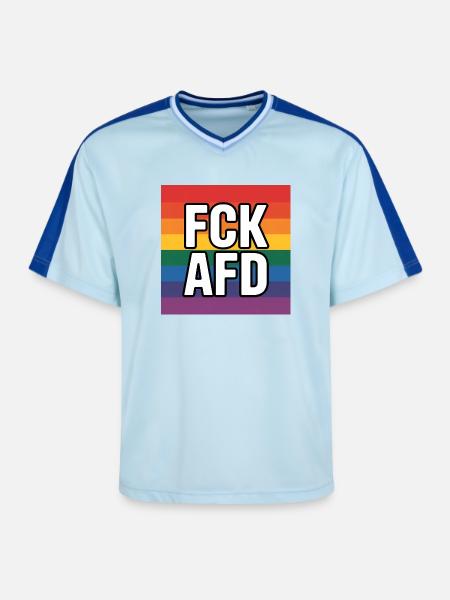 FCK AFD - Antifa Tee - Unisex Football Style Mesh T-Shirt - Hellblau/Dunkelblau