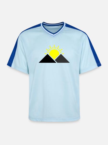Sonne Berge Landschaft - Unisex Football Style Mesh T-Shirt - Hellblau/Dunkelblau