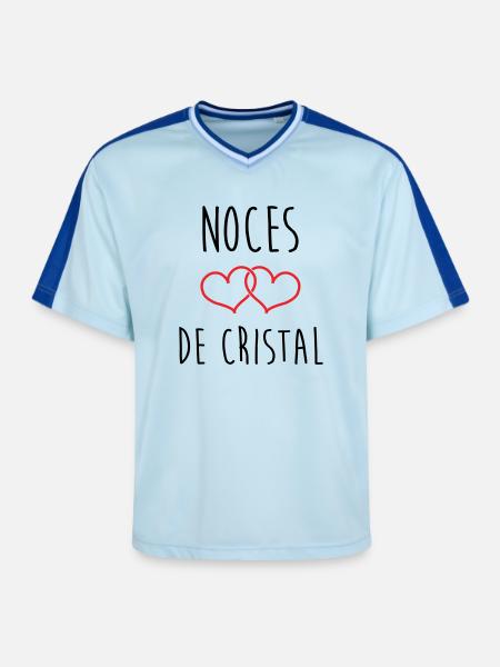 Crystal Wedding 15 Years of Marriage - Unisex Football Style Mesh T-Shirt - light blue/dark blue