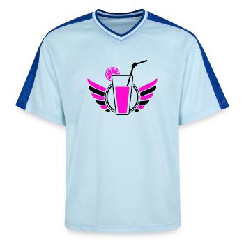 Cocktail Wings - Unisex Football Style Mesh T-Shirt - light blue/dark blue - Front - AI Model Female 172 light (172cm) & AI Model Male 178 dark (178cm)