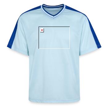 Missing Image – File Not Found Querformat - Unisex Football Style Mesh T-Shirt - Hellblau/Dunkelblau - Vorne - AI Model Female 172 light (172cm) & AI Model Male 178 dark (178cm)