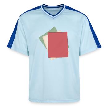Pastel Paper Stack - Unisex Football Style Mesh T-Shirt - light blue/dark blue - Front - AI Model Female 172 light (172cm) & AI Model Male 178 dark (178cm)