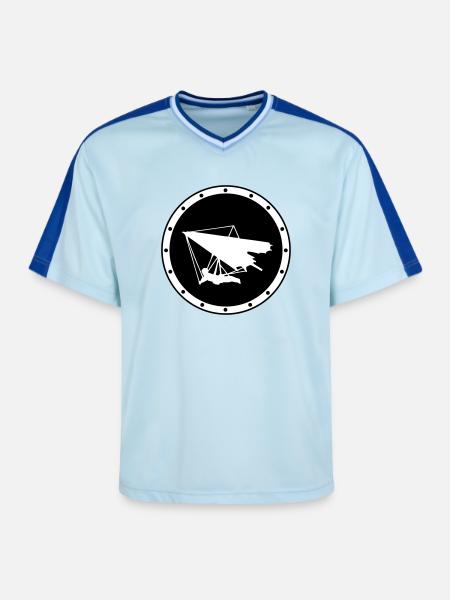 Minimalistisches Ring-Delta-Flügelabzeichen - Unisex Football Style Mesh T-Shirt - Hellblau/Dunkelblau