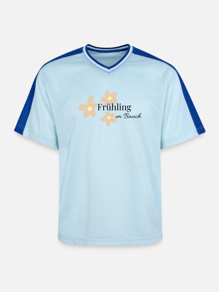 Spring in the belly - Unisex Football Style Mesh T-Shirt - light blue/dark blue