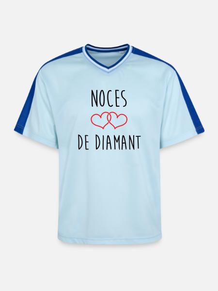 Wedding Anniversary - Diamond Wedding (60 years) - Unisex Football Style Mesh T-Shirt - light blue/dark blue
