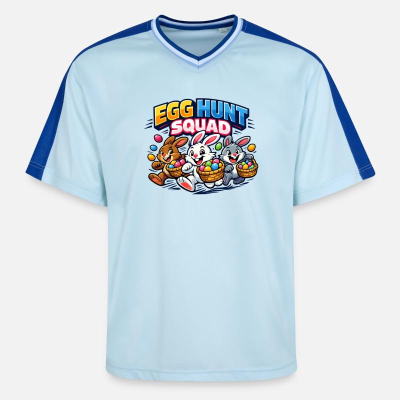 Easter Egg Hunt Squad Easter Bunny - Unisex Football Style Mesh T-Shirt - light blue/dark blue
