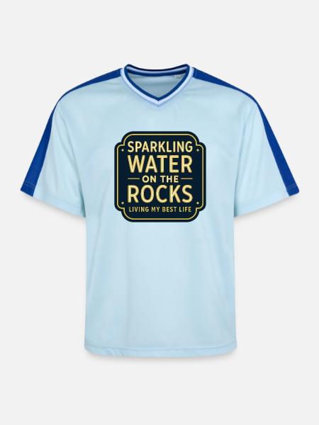 Sparkling water on rocks neon - Unisex Football Style Mesh T-Shirt - light blue/dark blue