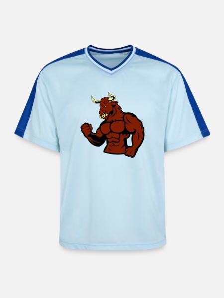 Muscular Bull Taurus - Unisex Football Style Mesh T-Shirt - light blue/dark blue