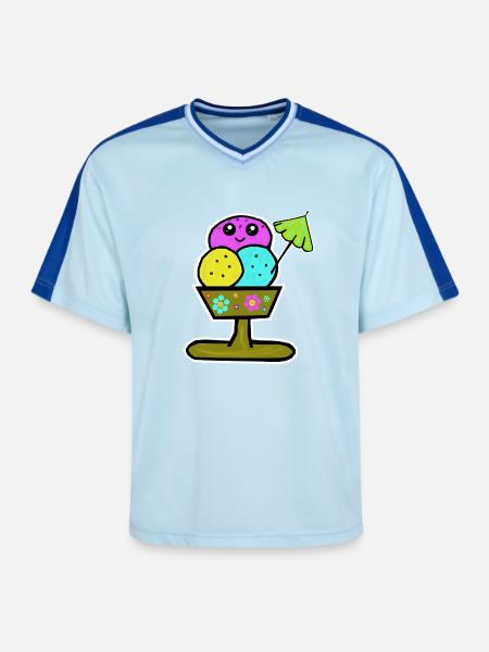 Bunter Eisbecher Eiscreme Eiskreme Eis - Unisex Football Style Mesh T-Shirt - light blue/dark blue