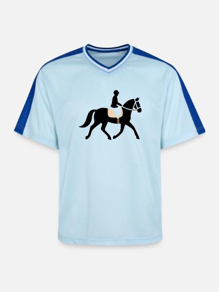 Rider Horse Silhouette Logo - Unisex Football Style Mesh T-Shirt - light blue/dark blue