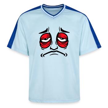Mürrisches Trauriges Enttäuschtes Gesicht Lustig - T-shirt de foot unisexe en mesh - bleu clair/bleu foncé - Devant - AI Model Female 172 light (172cm) & AI Model Male 178 dark (178cm)