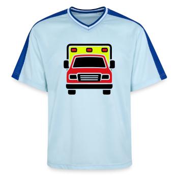 Ambulance Ambulance Front - Unisex Football Style Mesh T-Shirt - light blue/dark blue - Front - AI Model Female 172 light (172cm) & AI Model Male 178 dark (178cm)