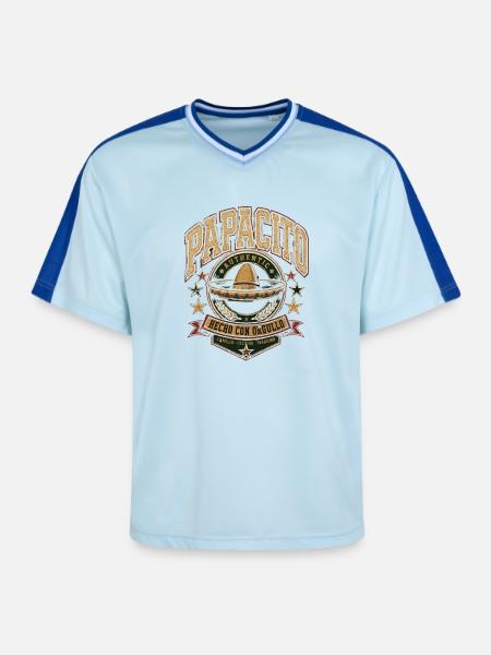 PAPACITO Mexiko Tradition Shirt - Unisex Football Style Mesh T-Shirt - Hellblau/Dunkelblau