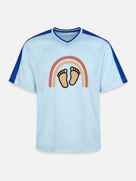 Baby Feet Rainbow Boho - Unisex Football Style Mesh T-Shirt - light blue/dark blue