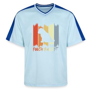 Propriétaire de chien - T-shirt de foot unisexe en mesh - bleu clair/bleu foncé - Devant - AI Model Female 172 light (172cm) & AI Model Male 178 dark (178cm)