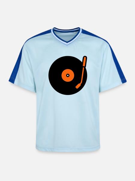 Retro Audio Schallplatte Tonarm - Unisex Football Style Mesh T-Shirt - Hellblau/Dunkelblau