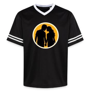 Couple Silhouette Love Romance Valentine's Day Boyfriend - Unisex Football Style Mesh T-Shirt - black/white - Front - AI Model Female 172 light (172cm) & AI Model Male 185 light (185cm)