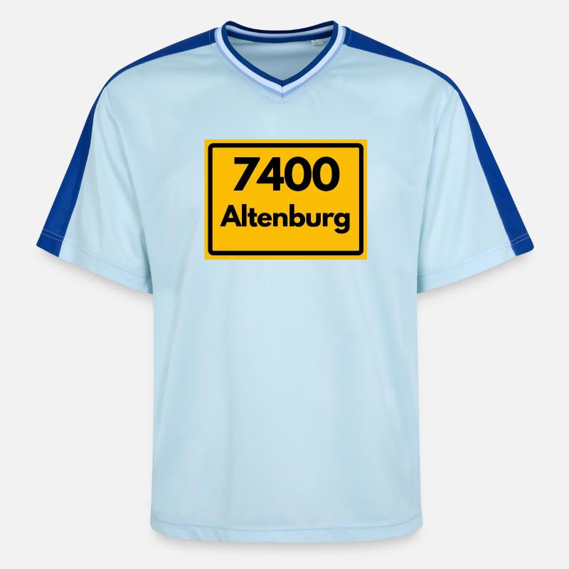 OLD POSTCODE POSTCODE RETRO 7400 ALTENBURG - Unisex Football Style Mesh T-Shirt - light blue/dark blue