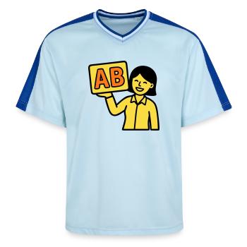 Teacher Elementary School ABC Vector - Unisex Football Style Mesh T-Shirt - light blue/dark blue - Front - AI Model Female 172 light (172cm) & AI Model Male 178 dark (178cm)