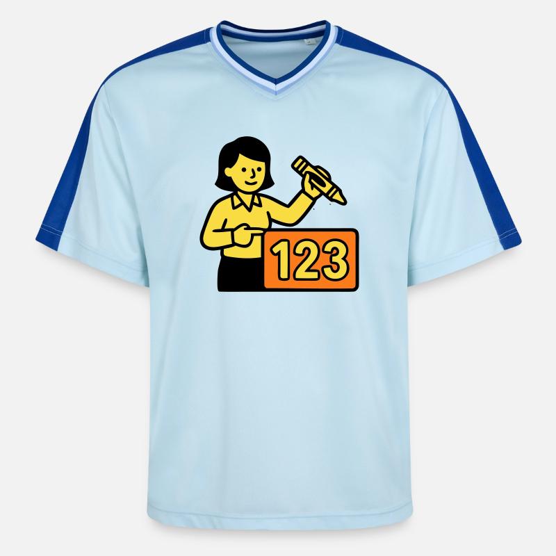 Enseignant Math 123 School - Unisex Football Style Mesh T-Shirt - bleu clair/bleu foncé