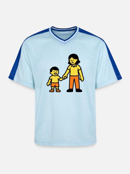 Erzieherin Kind Hand Logo - Unisex Football Style Mesh T-Shirt - Hellblau/Dunkelblau
