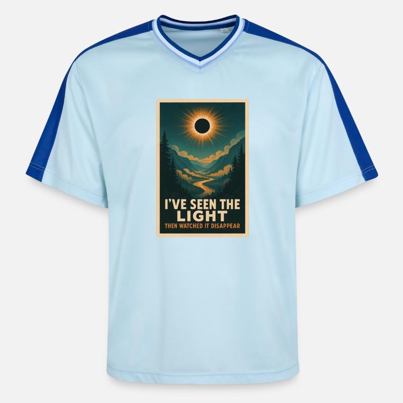 Licht verschwindet | Eclipse - Unisex Football Style Mesh T-Shirt - Hellblau/Dunkelblau