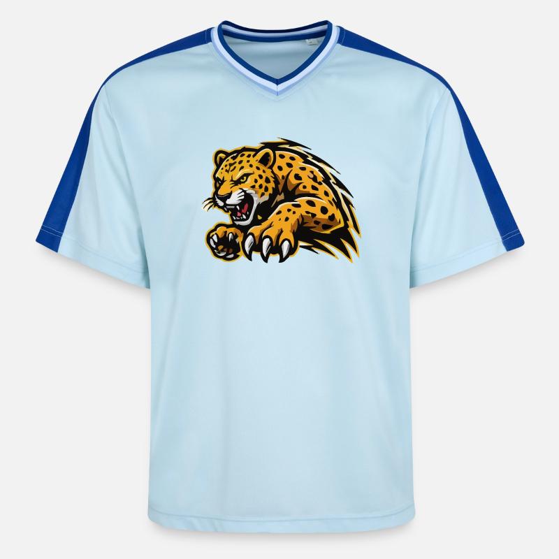 Assaut féroce du léopard - T-shirt de foot unisexe en mesh - bleu clair/bleu foncé