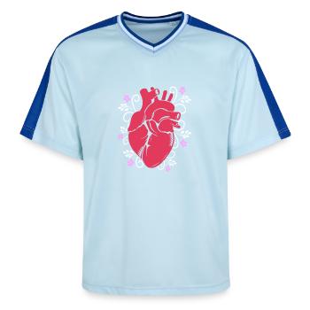 Kardiogramm Kardiographie Sonographie Ultraschall - Unisex Football Style Mesh T-Shirt - Hellblau/Dunkelblau - Vorne - AI Model Female 172 light (172cm) & AI Model Male 178 dark (178cm)