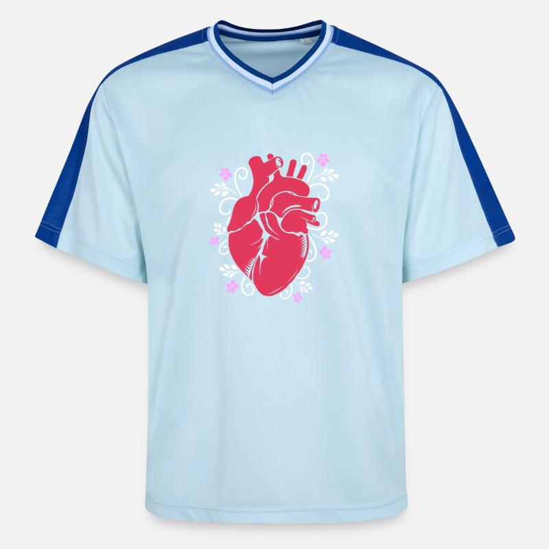Cardiogramme, cardiographie, échographie, échographie - T-shirt de foot unisexe en mesh - bleu clair/bleu foncé