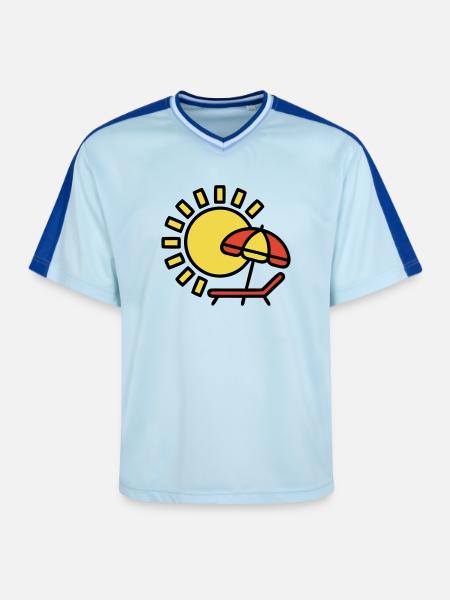 Beach lounger Sun Parasol Summer holiday - Unisex Football Style Mesh T-Shirt - light blue/dark blue