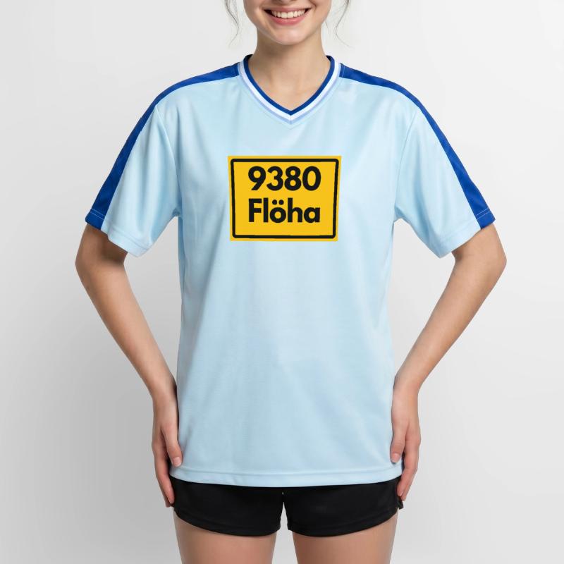 OLD POSTCODE SAXONY POSTCODE 9380 09557 FLÖHA Unisex Football Style Mesh T-Shirt